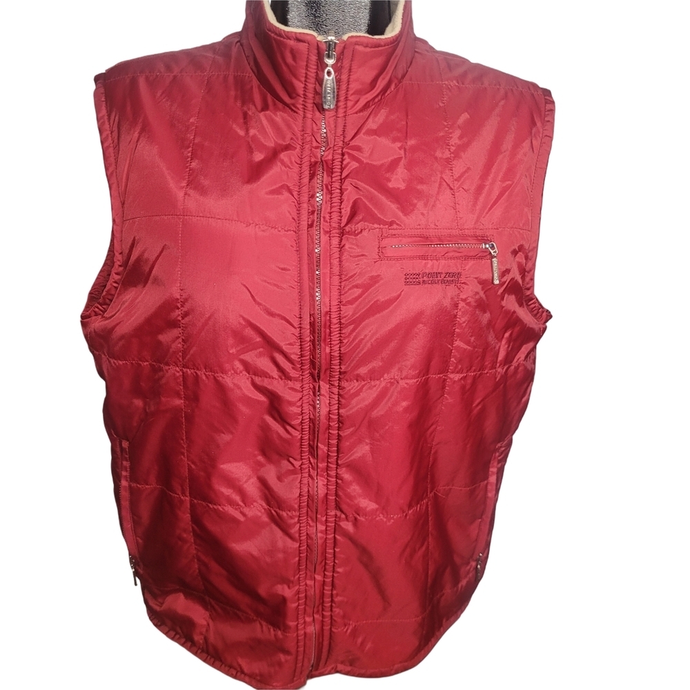 Point Zero Nicole Benisti Red and Tan Reversible Vest XL
